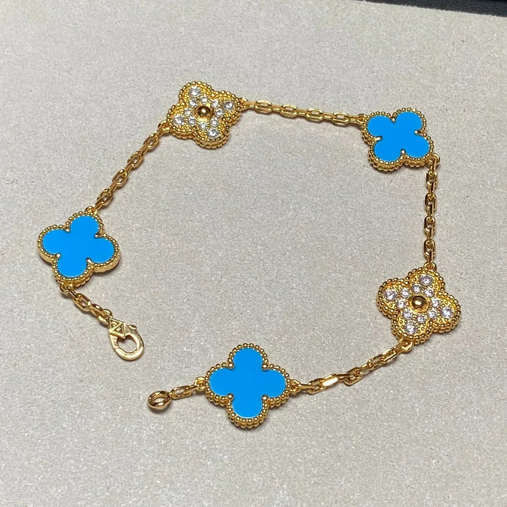 [Cyra] New CLOVER 5 MOTIF BLUE AGATE BRACELET COLLECTION
