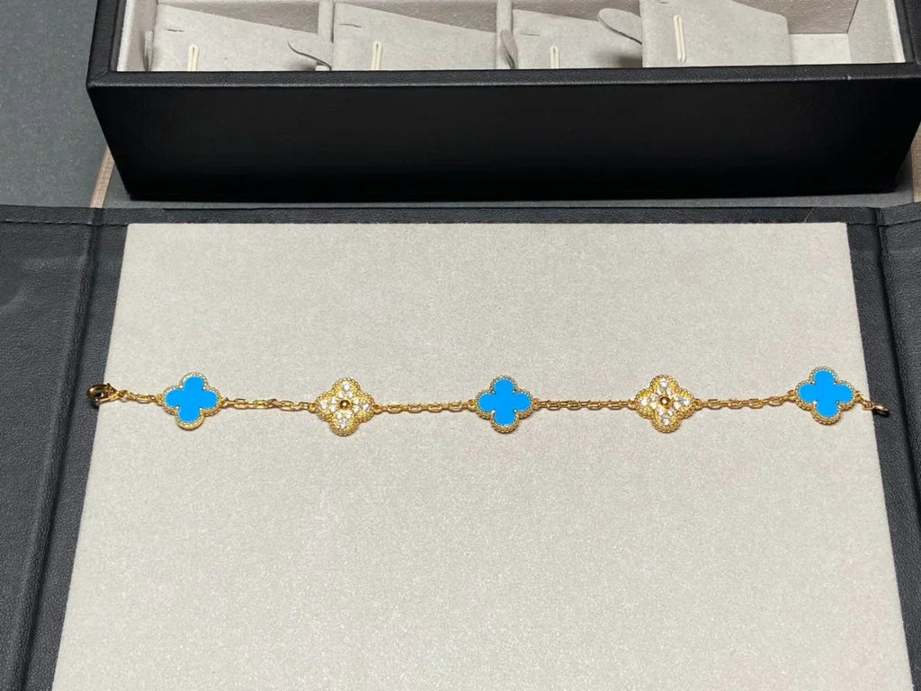 [Cyra] New CLOVER 5 MOTIF BLUE AGATE BRACELET COLLECTION