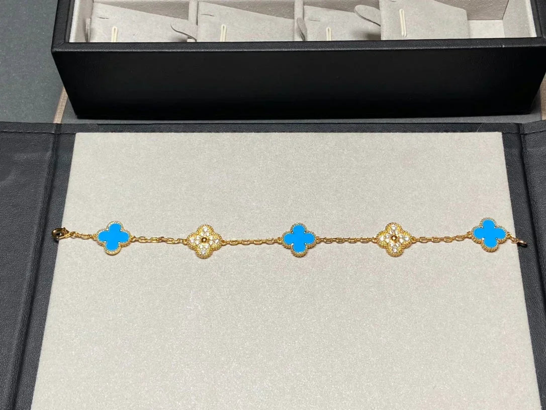 [Cyra] New CLOVER 5 MOTIF BLUE AGATE BRACELET COLLECTION