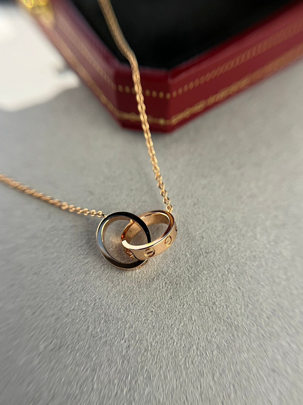 [Cyra]  LIEBESKETTE DOPPELRING ROSÉGOLD