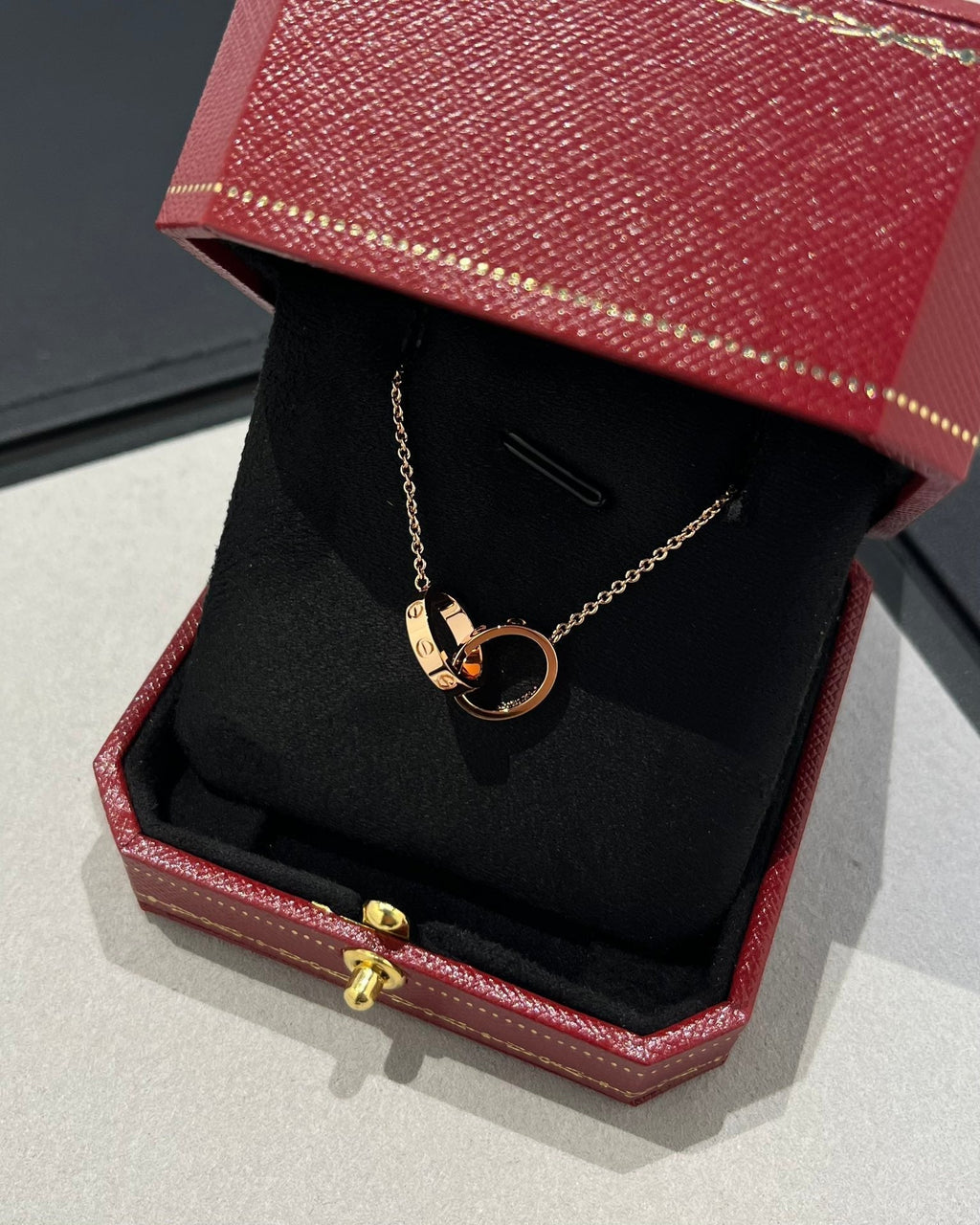 [Cyra]  LIEBESKETTE DOPPELRING ROSÉGOLD