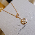 [Cyra]  STAR AND SUN WHITE MOP 2 MOTIF PINK GOLD NECKLACE