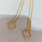 [Cyra]  CLOVER ROCK CRYSTAL ROSE GOLD NECKLACE