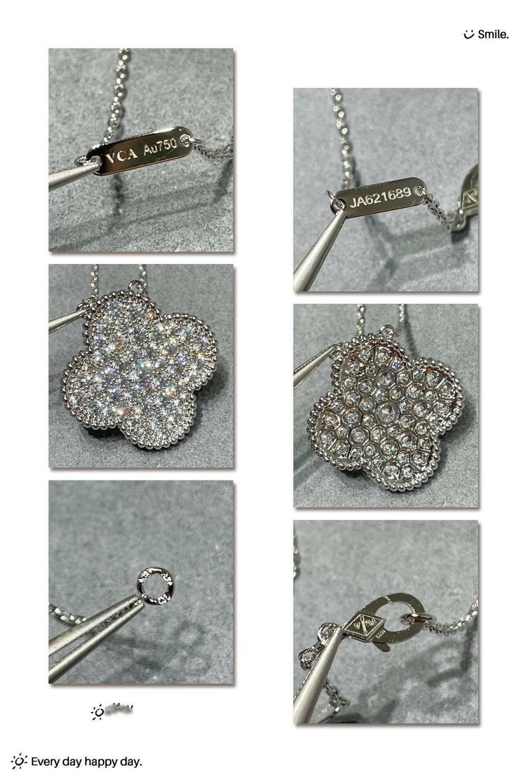 [Cyra] CLOVER 25MM GROSSER ANHÄNGER DIAMANT-PAVÉ SILBERHALSKETTE