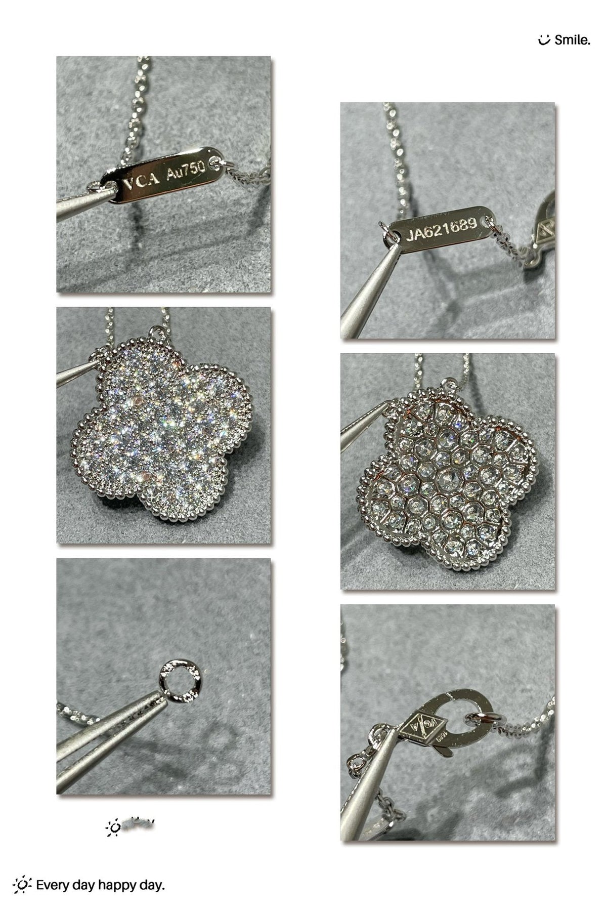 [Cyra] CLOVER 25MM GROSSER ANHÄNGER DIAMANT-PAVÉ SILBERHALSKETTE