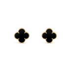 [Cyra]  CLOVER MEDIUM 1 MOTIFS  ONYX STUD EARRINGS
