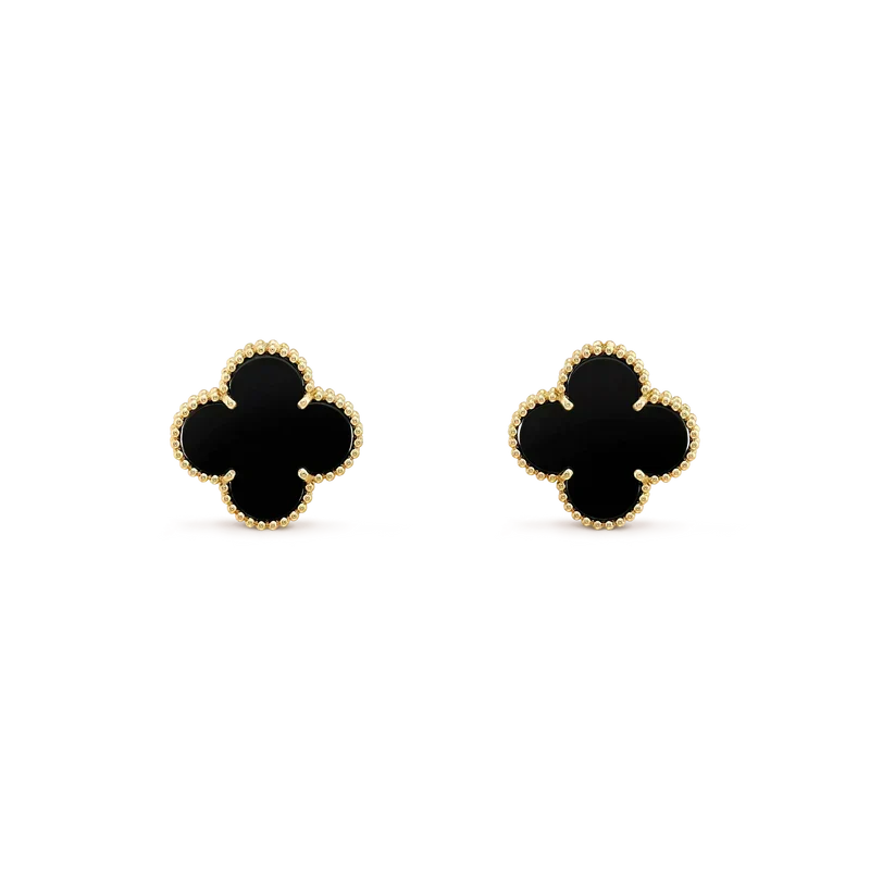 [Cyra]  CLOVER MEDIUM 1 MOTIFS  ONYX STUD EARRINGS