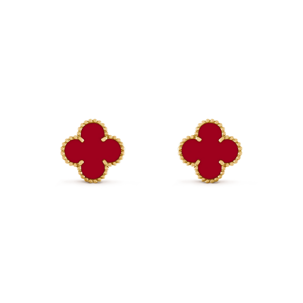 [Cyra]  CLOVER MEDIUM 1 MOTIFS CARNELIAN  EARRINGS