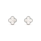 [Cyra]  CLOVER MEDIUM 1 MOTIFS  WHITE MOP EARRINGS SILVER