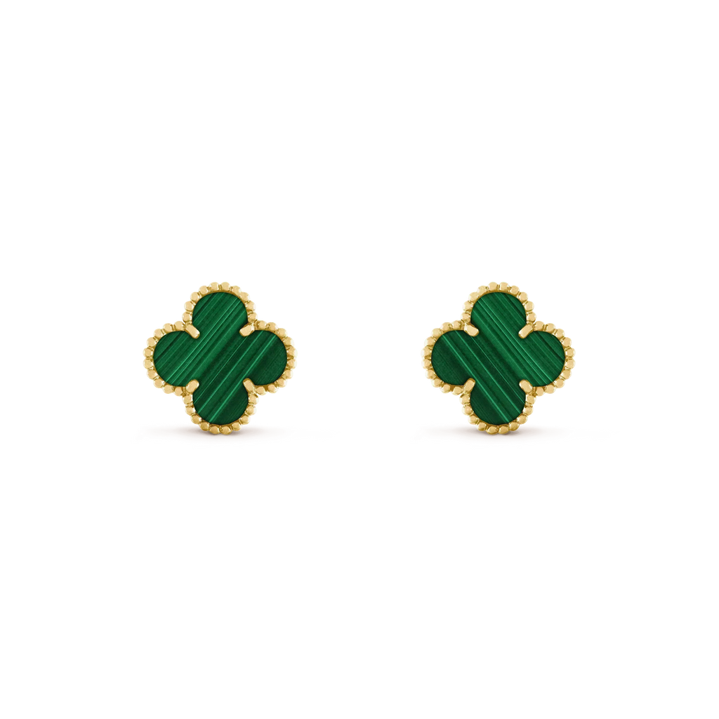 [Cyra]  CLOVER MEDIUM 1 MOTIFS MALACHITE  EARRINGS