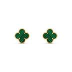 [Cyra]  CLOVER MEDIUM 1 MOTIFS MALACHITE  EARRINGS