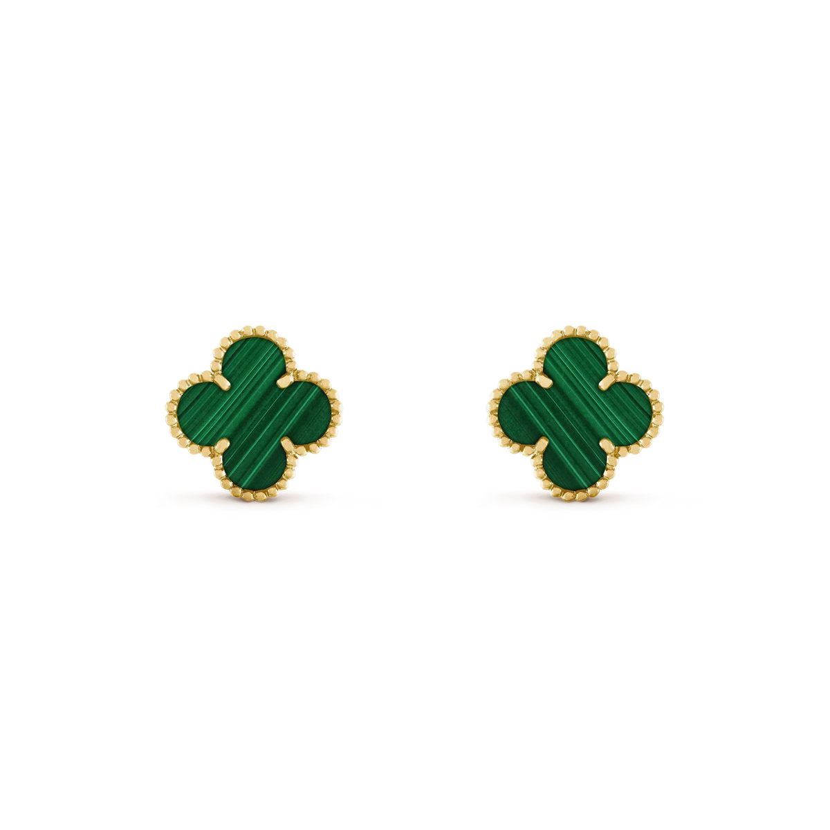[Cyra]  CLOVER MEDIUM 1 MOTIFS MALACHITE  EARRINGS