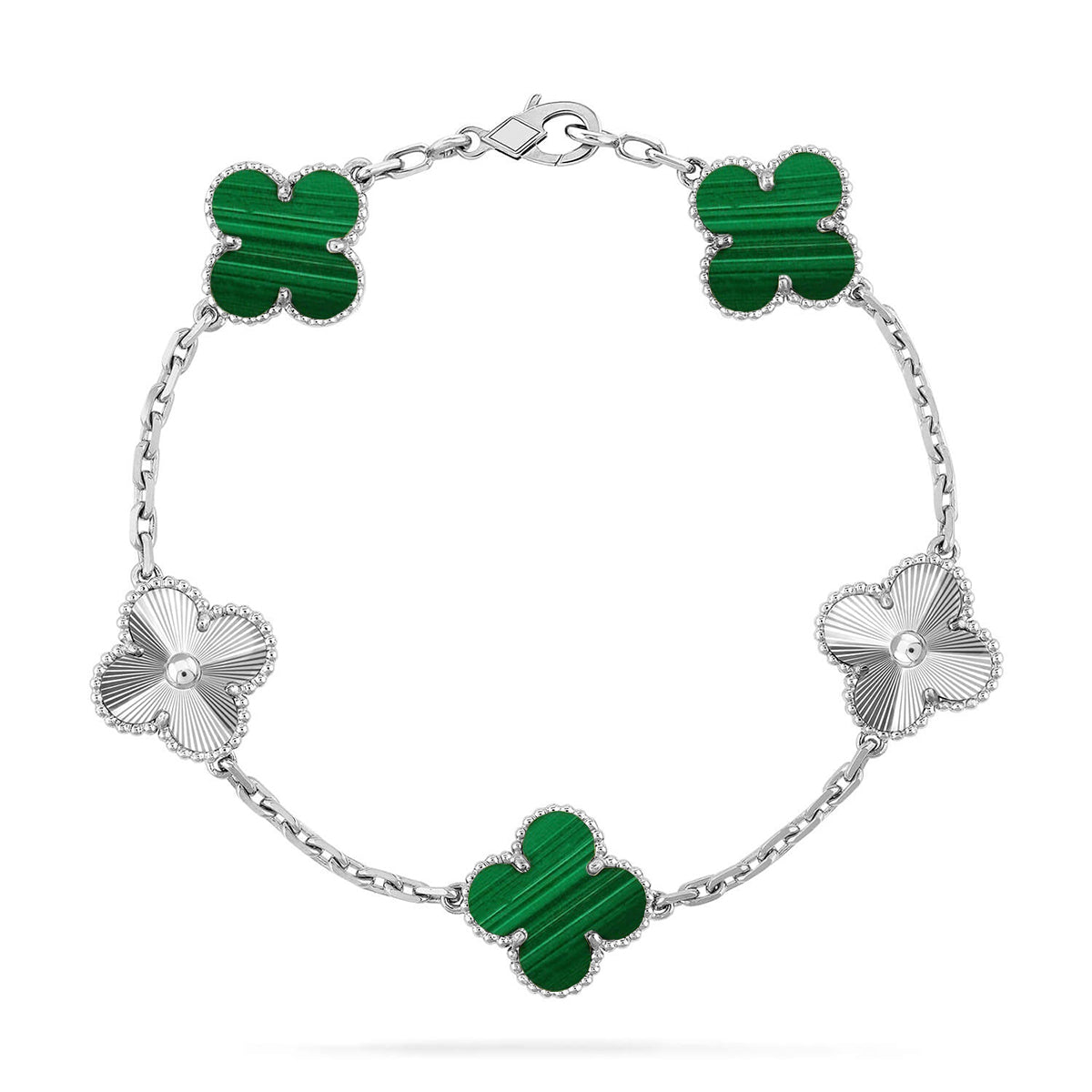 [Cyra] New  CLOVER 5 MOTIF MALACHITE BRACELET COLLECTION