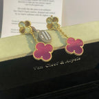 [Cyra] NEW CLOVER 2 MOTIF PINK ENAMEL EARRINGS