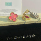 [Cyra] NEUE CLOVER 15MM OHRSTECKER MIT ROSA EMAILLE