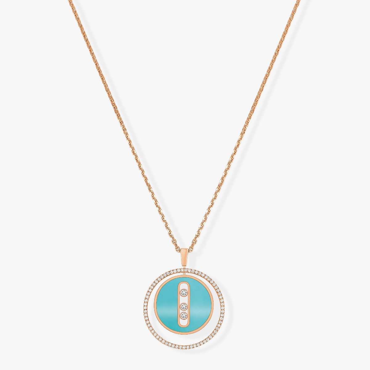 [Cyra]   MOVE 3 DIAMONDS KETTE AUS TÜRKIS, ROSÉGOLD UND DIAMANTEN