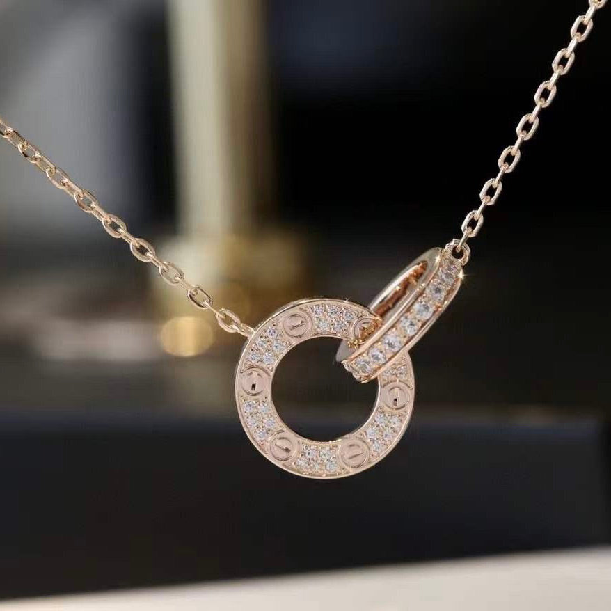 [Cyra] LOVE 7,6-MM-HALSKETTE ROSEGOLD UND SILBER VOLLDIAMANT