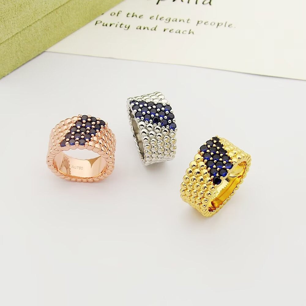 [Cyra]   PERLÉE DIAMANT-RING, 5-REIHIGES, MIT DIAMANTEN BESETZTES DESIGN
