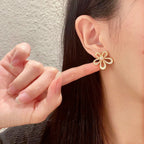 [Cyra] FLOWEACE FULL-DIAMOND FLOWER EARRINGS