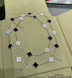 [Cyra] CLOVER 20 MOTIFS DIAMOND ONYX NECKLACE