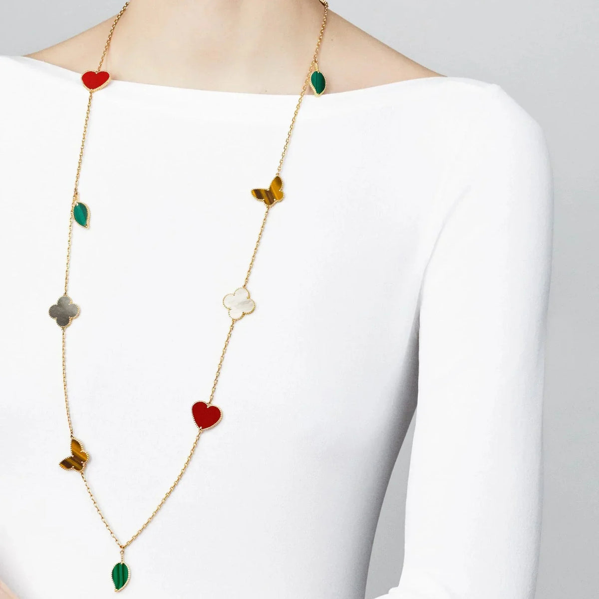 [Cyra]  Lucky Alhambra Long Necklace-12 Designs