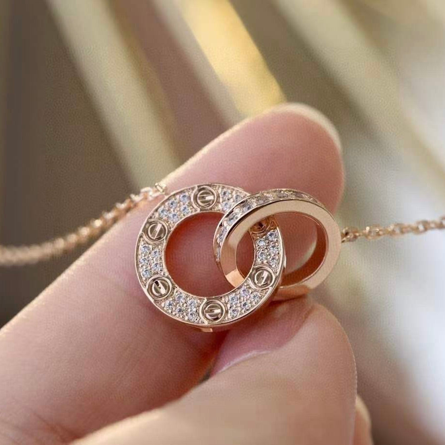 [Cyra] LOVE 7,6-MM-HALSKETTE ROSEGOLD UND SILBER VOLLDIAMANT