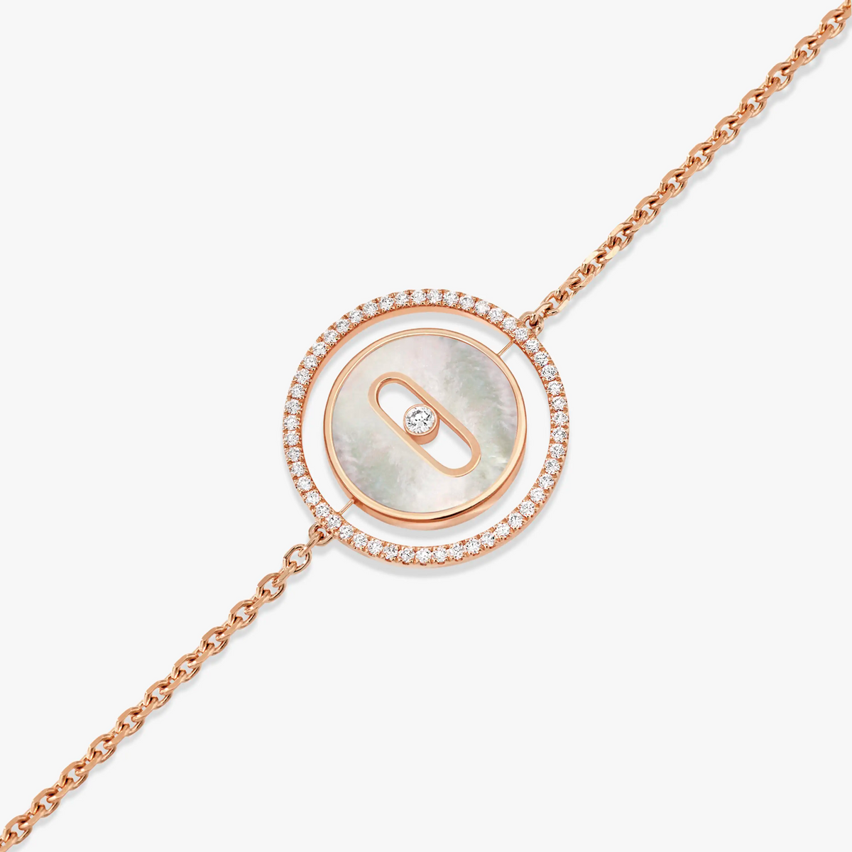 [Cyra]   MOVE ARMBAND AUS ROSÉGOLD MIT WEISSEM PERLMUTT UND DIAMANTEN