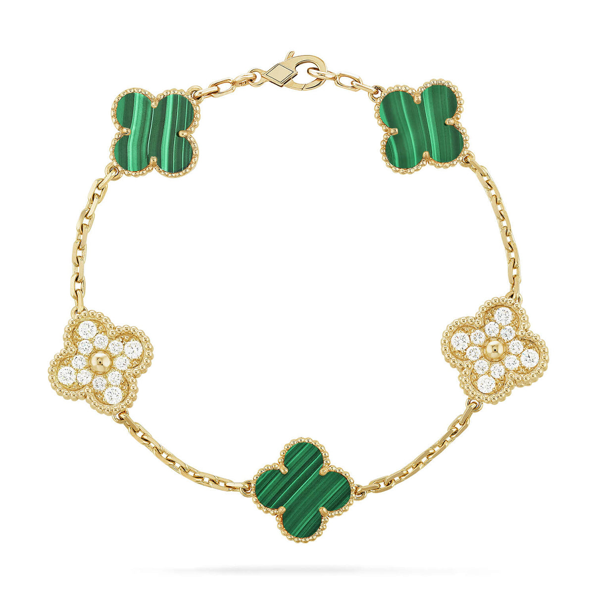 [Cyra] New  CLOVER 5 MOTIF MALACHITE BRACELET COLLECTION