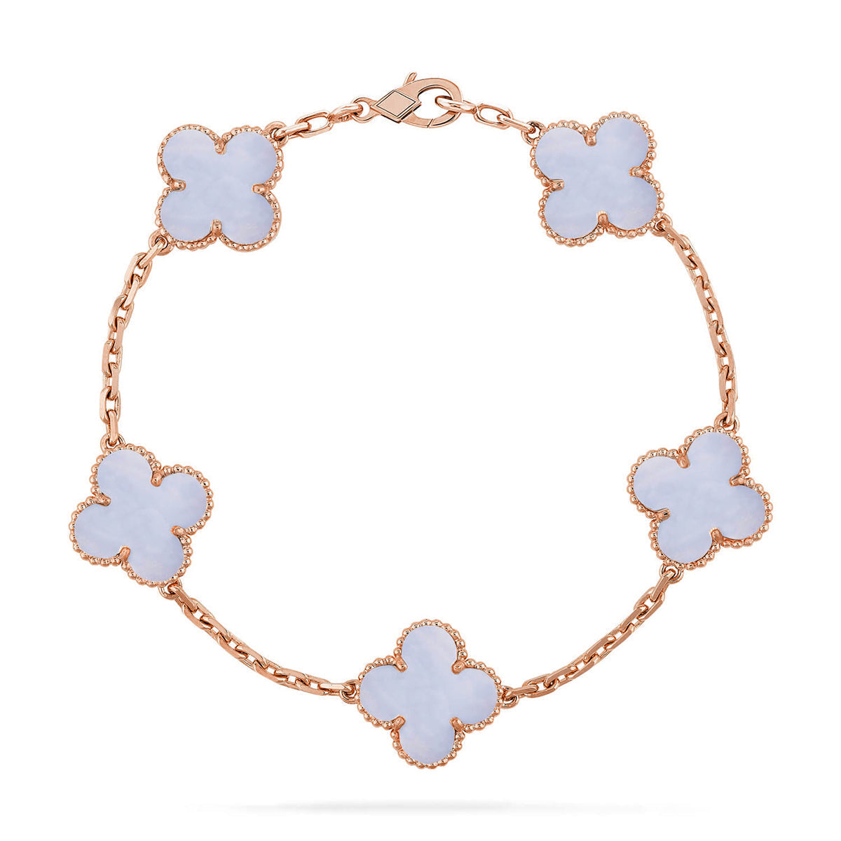 [Cyra] New  CLOVER 5 MOTIF PURPLE CHALCEDONY BRACELET COLLECTION
