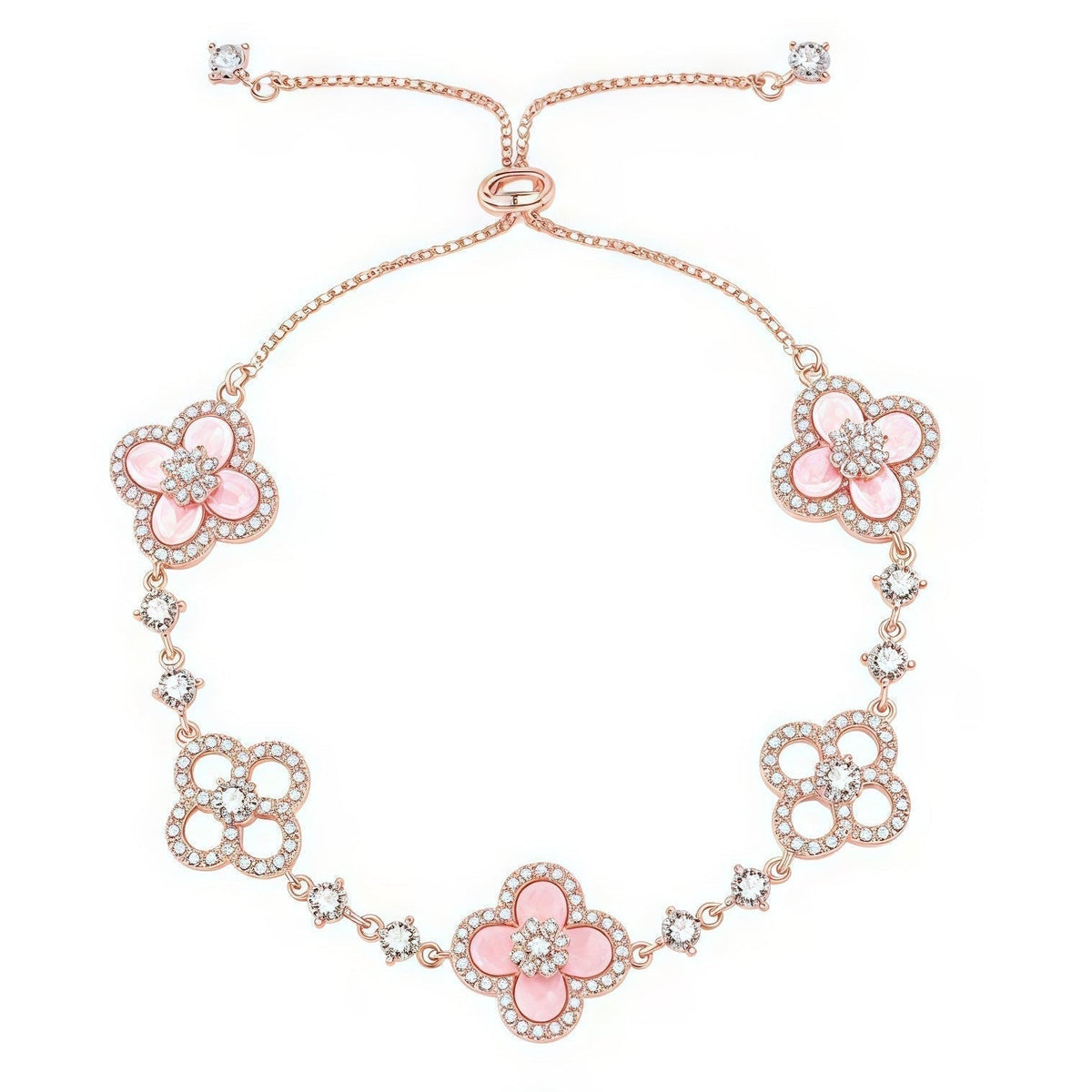 [Cyra]  CLOVER 5 MOTIF PINK BLUE RED WHITE BRACELET