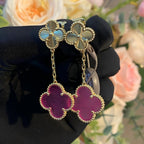 [Cyra] NEW CLOVER 2 MOTIF PINK ENAMEL EARRINGS