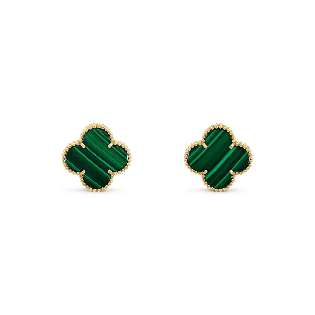 [Cyra]  CLOVER MINI 9.5MM MALACHITE  EARRINGS