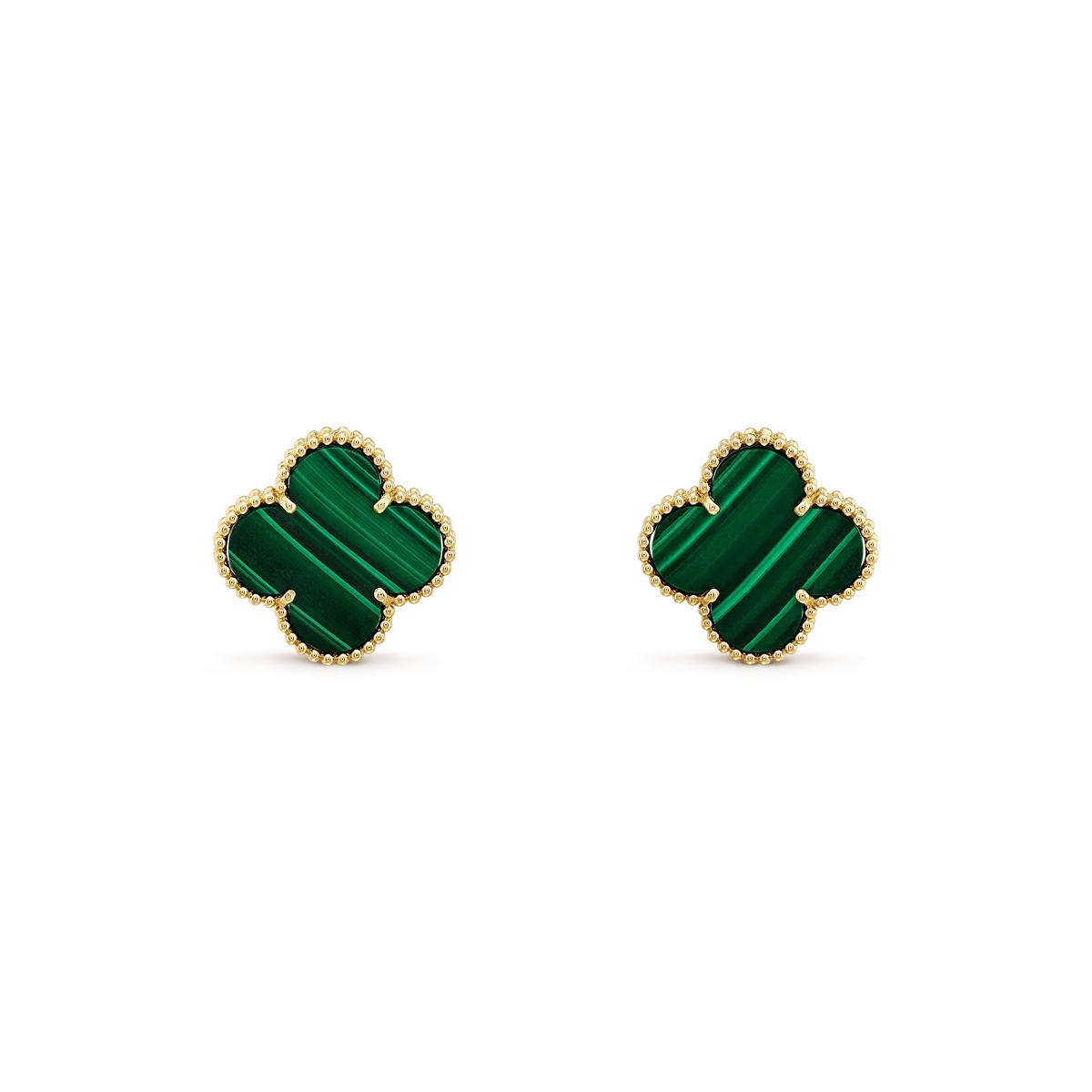 [Cyra]  CLOVER MINI 9.5MM MALACHITE  EARRINGS