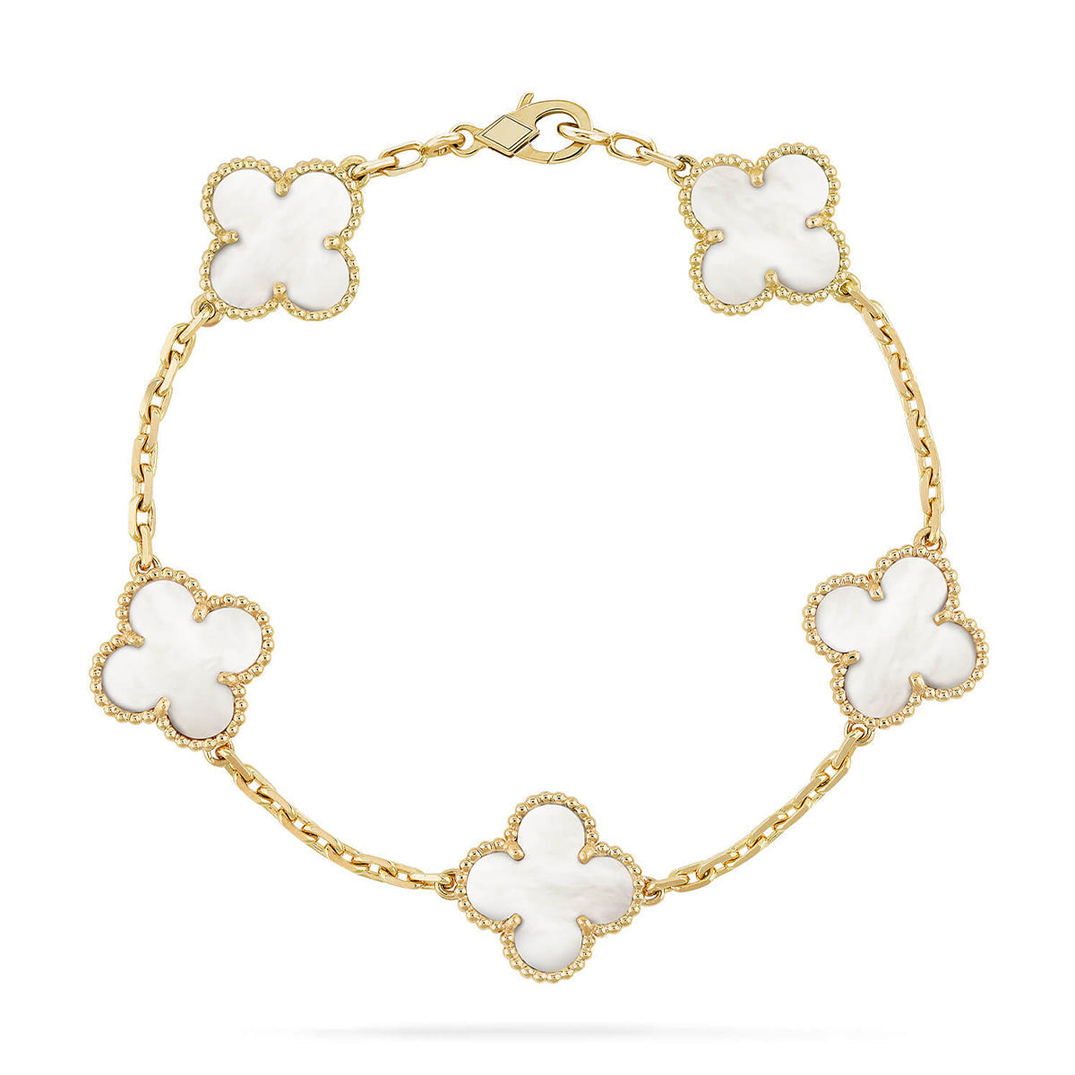 [Cyra] New CLOVER WHITE PEARL MOP 5 MOTIF BRACELET COLLECTION