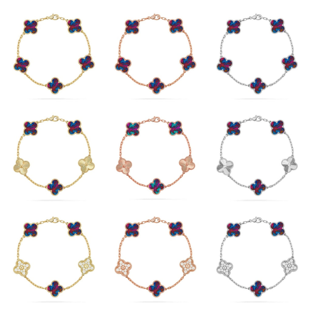 [Cyra] Neue CLOVER 5 MOTIF FARBEDELSTEIN-ARMBAND-KOLLEKTION
