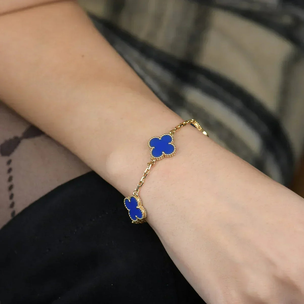 [Cyra] New CLOVER 5 MOTIF BLUE AGATE BRACELET COLLECTION