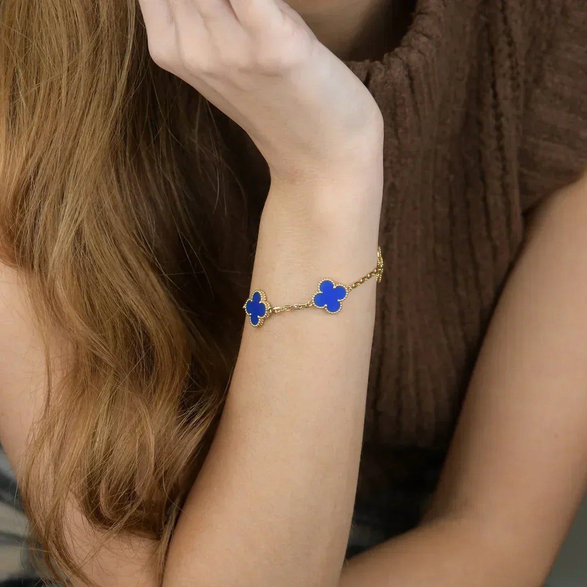 [Cyra] New CLOVER 5 MOTIF BLUE AGATE BRACELET COLLECTION
