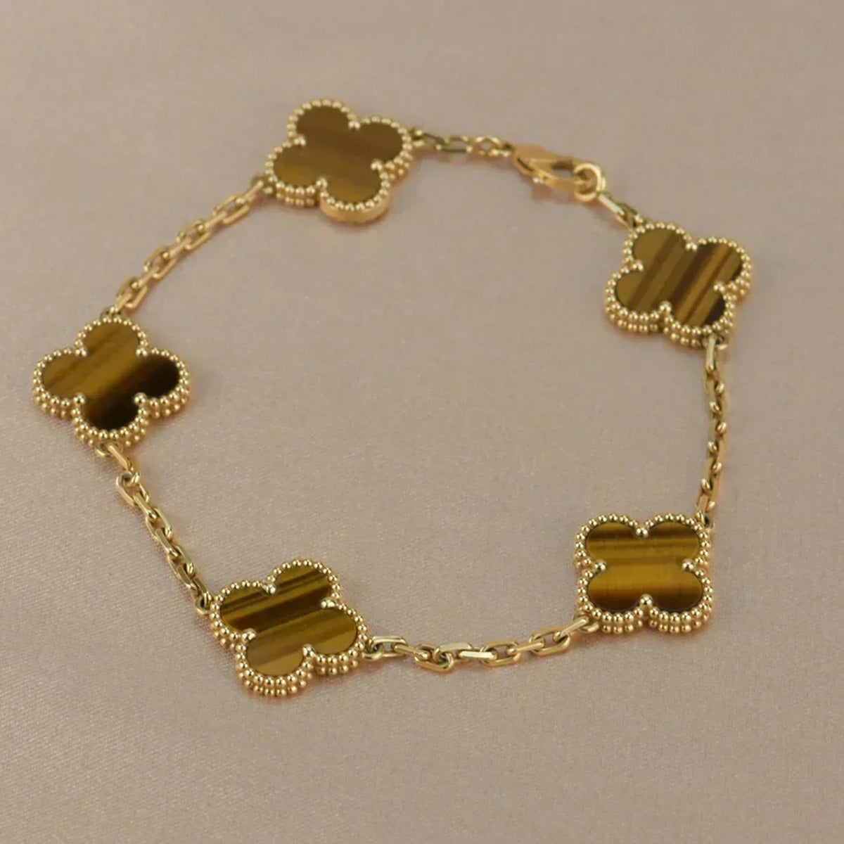 [Cyra] New  CLOVER 5 MOTIFS TIGER EYE BRACELET COLLECTION