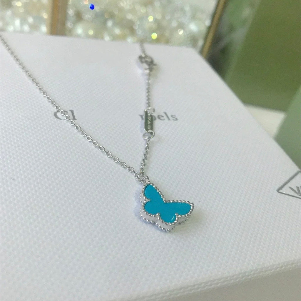 [Cyra]  SCHMETTERLING TÜRKIS SCHMETTERLING ARMBAND SILBER