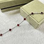 [Cyra] CLOVER 6 MOTIF RED AGATE BRACELET