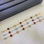 [Cyra] CLOVER 6 MOTIF RED AGATE LASER BRACELET