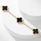 [Cyra]  CLOVER 10 MOTIFS ONYX NECKLACE