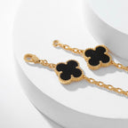[Cyra]  CLOVER 10 MOTIFS ONYX NECKLACE
