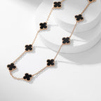 [Cyra]  CLOVER 10 MOTIFS ONYX NECKLACE