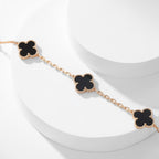 [Cyra]  CLOVER 10 MOTIFS ONYX NECKLACE