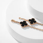 [Cyra]  CLOVER 10 MOTIFS ONYX NECKLACE