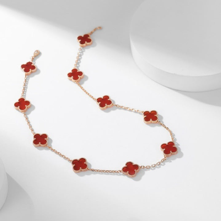 [Cyra]  CLOVER 10 MOTIFS CARNELIAN NECKLACE