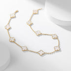 [Cyra]  CLOVER 10 MOTIFS WHITE MOTHER OF PEARL NECKLACE
