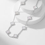 [Cyra]  CLOVER 10 MOTIFS WHITE MOTHER OF PEARL NECKLACE