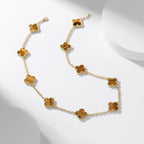 [Cyra]  CLOVER 10 MOTIFS TIGER EYE NECKLACE
